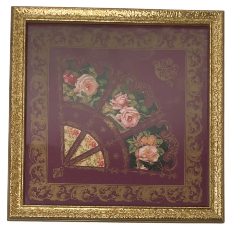 Victorian Floral Ornate Burgundy & Gold Wall Decoration